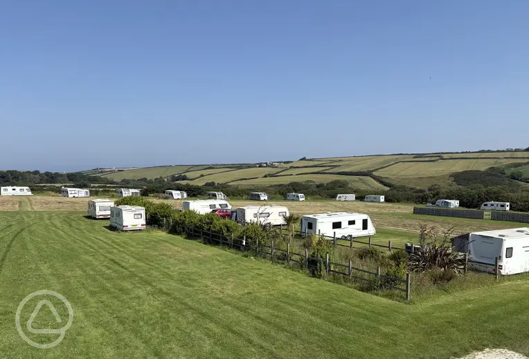 Grass pitches at Trewithen Caravan and Camping