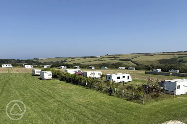 Grass pitches at Trewithen Caravan and Camping