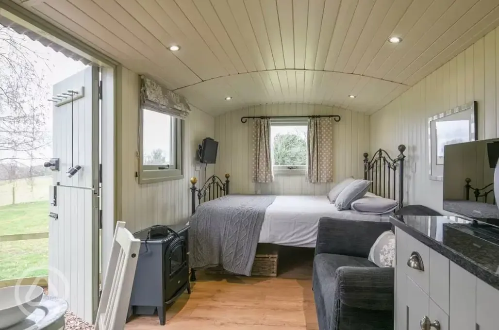 Shepherd's hut interior