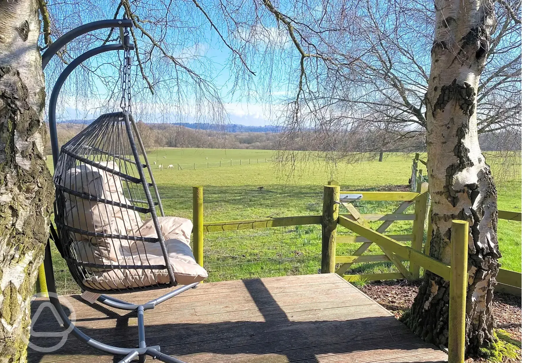 Shepherd's hut outdoor seating area