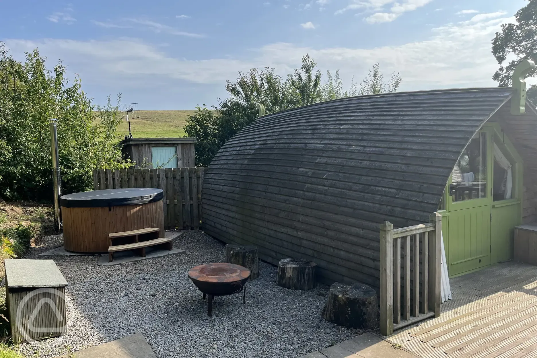 Optional wood-fired hot tubs