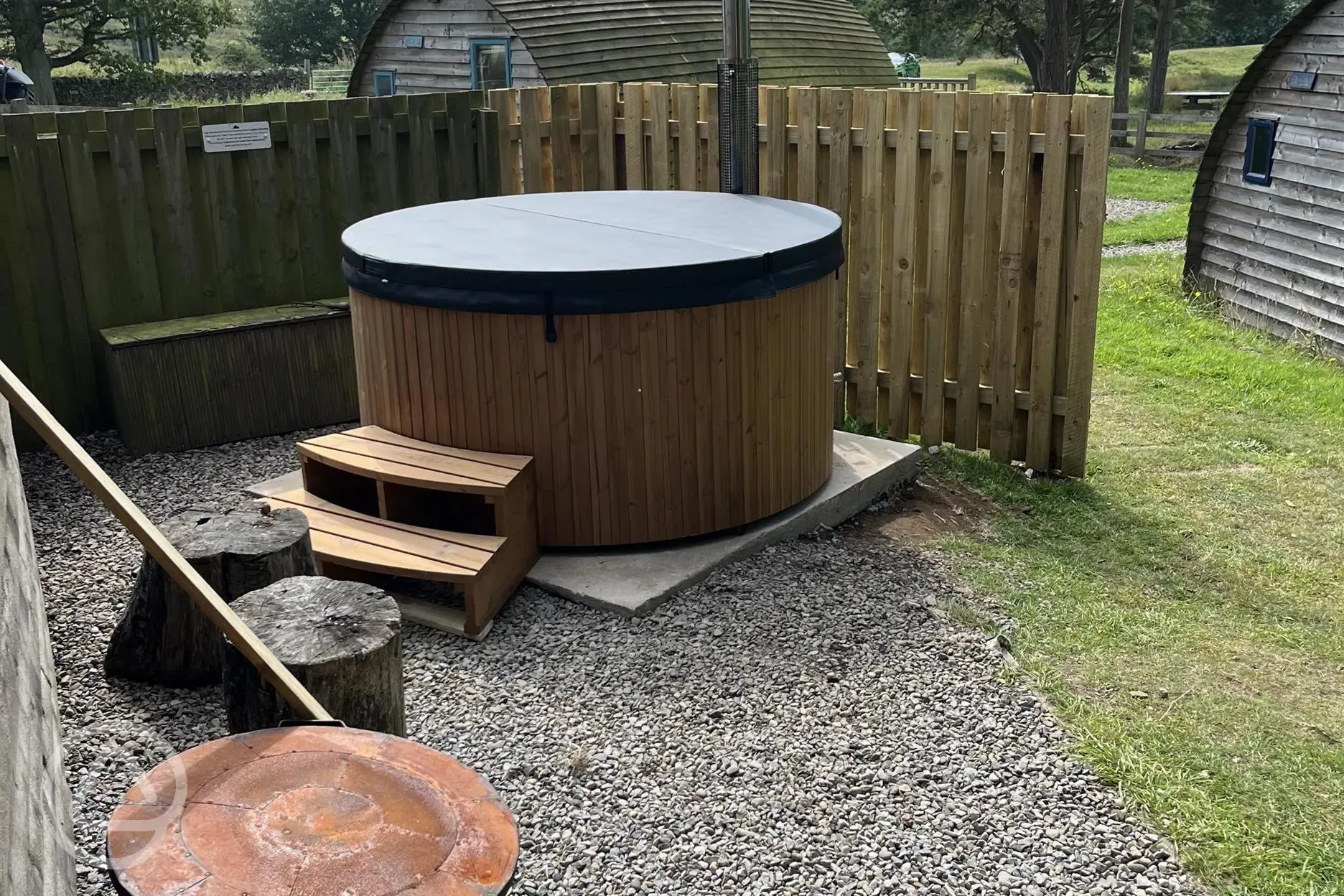 Optional wood-fired hot tubs
