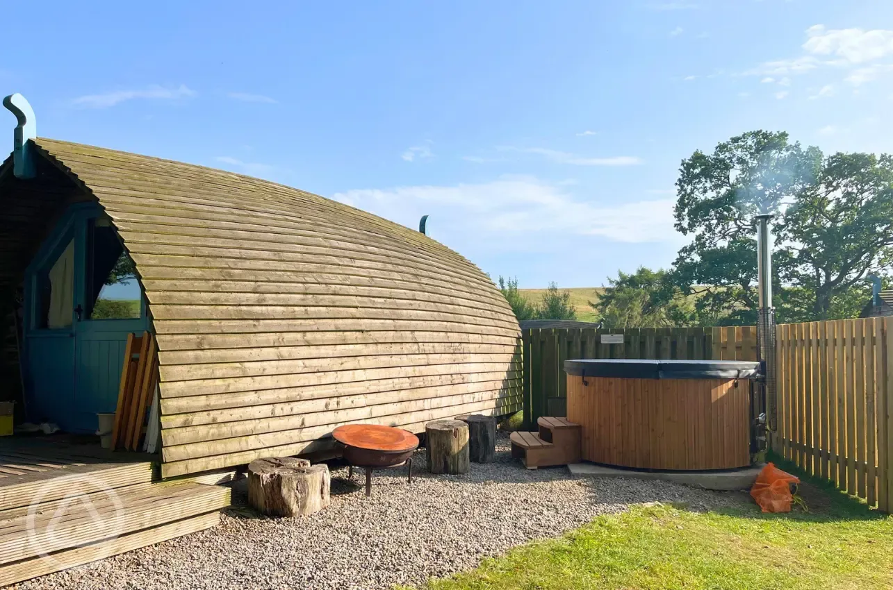 Optional wood-fired hot tubs