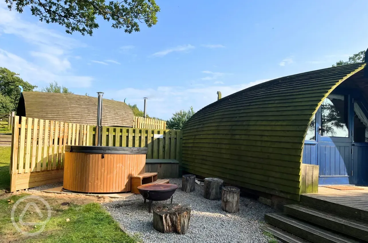 Optional wood-fired hot tubs