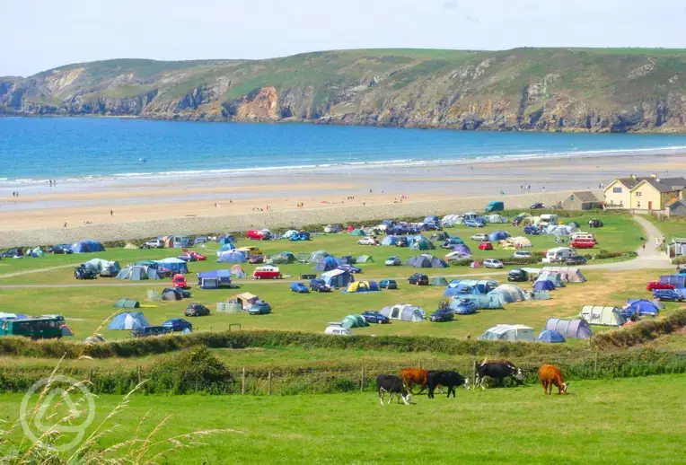 Campsite and sea views
