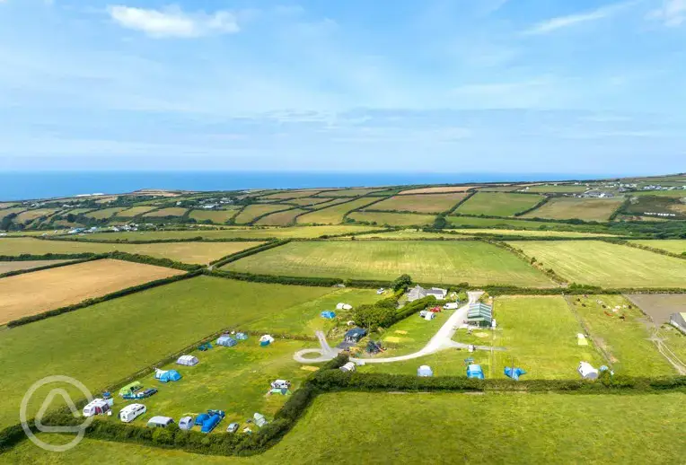 Aerial of the campsite by the sea