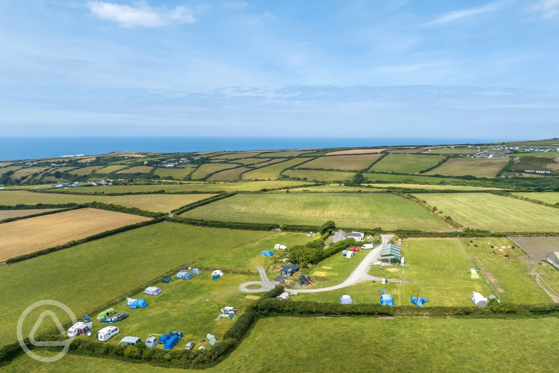 Aerial of the campsite by the sea