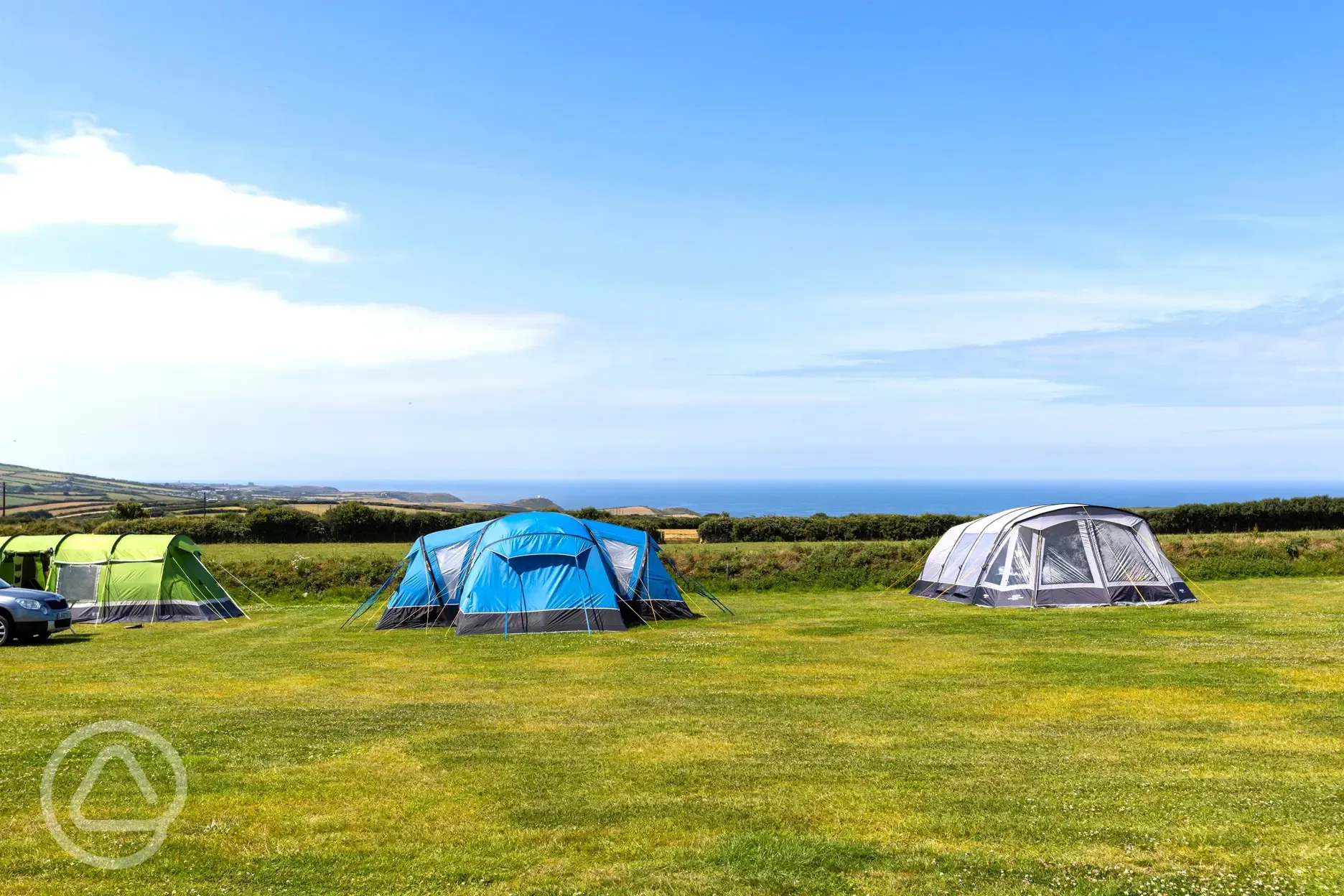 Grass pitches with sea views