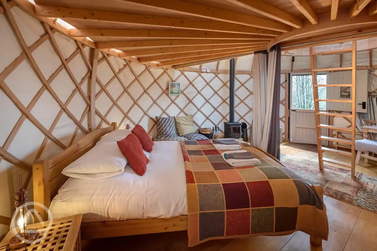 Double bed in the yurt