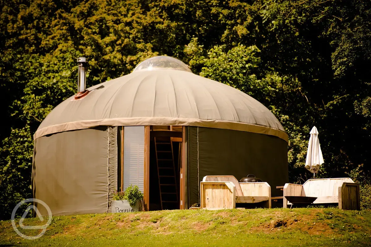 Yurt with outdoor seating