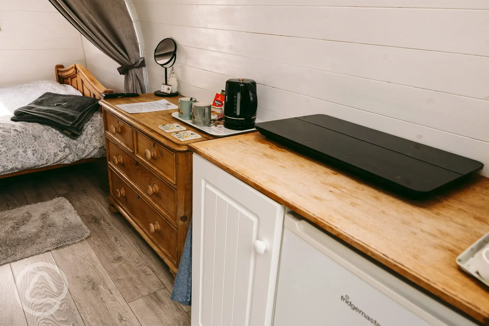 Glamping pod interior - kitchenette