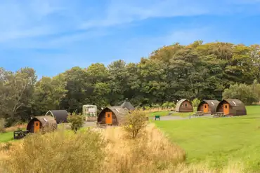 View of the camping pods at Eden Leisure Village