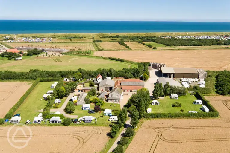 Aerial of the campsite and coast