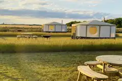 Yurts (dog friendly) with a picnic bench and fire pit at Walnut Farm Yurts (dog friendly) with a picnic bench and fire pit at Walnut Farm