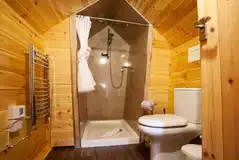 Bathroom in the ensuite glamping cabins (bring own towels)