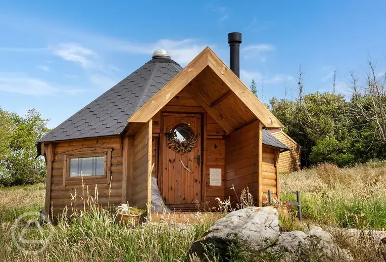 Glamping cabin with shared bathroom facilities