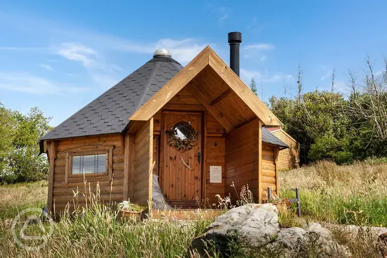 Glamping cabin with shared bathroom facilities
