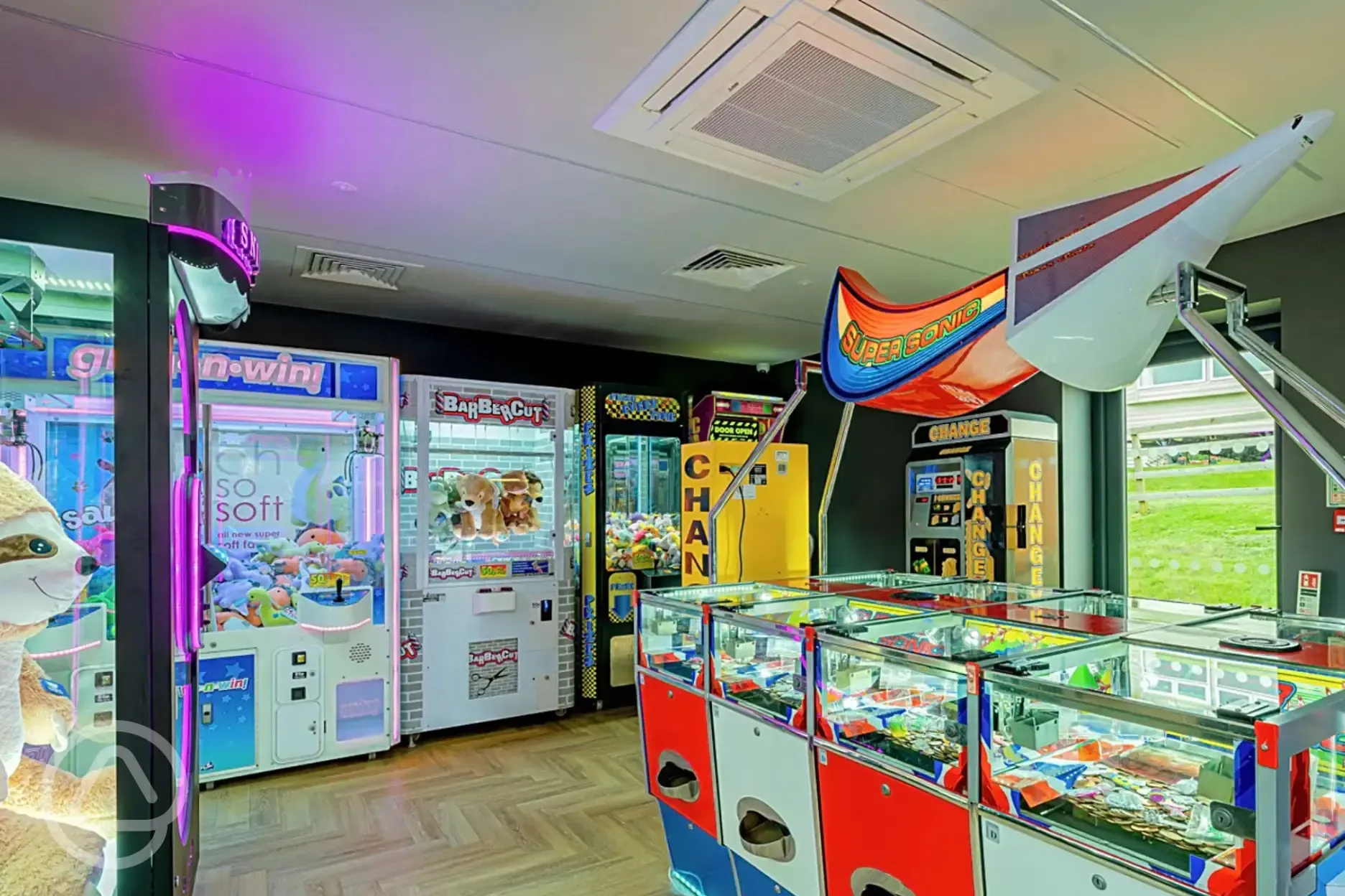 The arcade at the Drift Inn with a variety of games