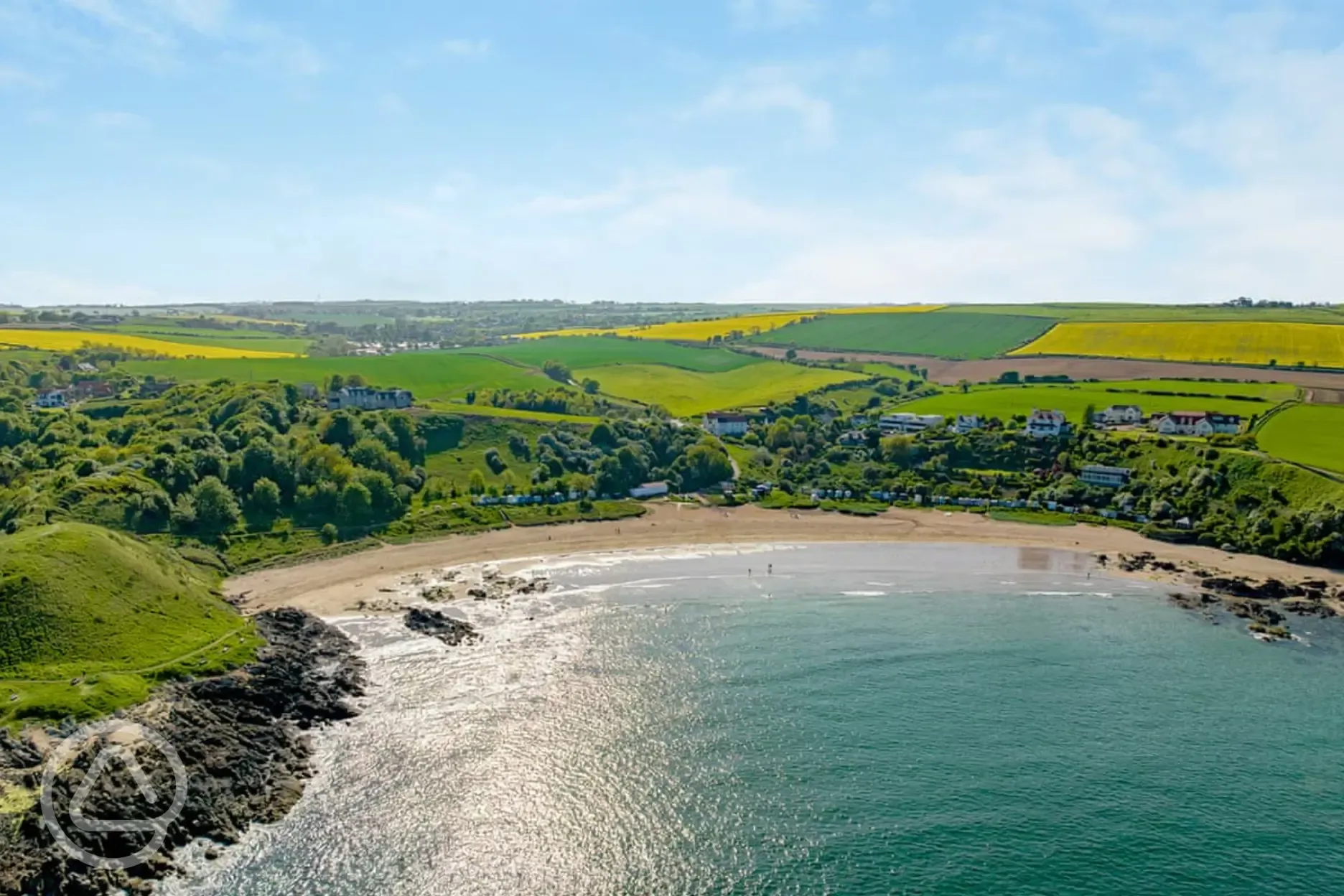 Overview of Coldingham Bay with Coldingham Bay Beach