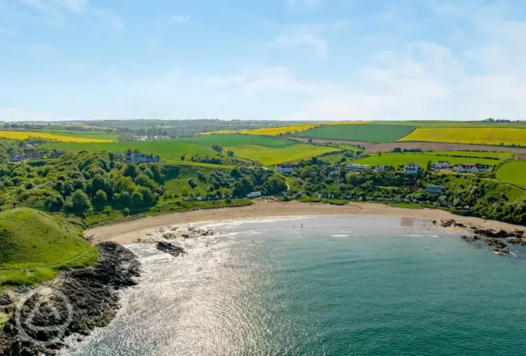 Overview of Coldingham Bay with Coldingham Bay Beach