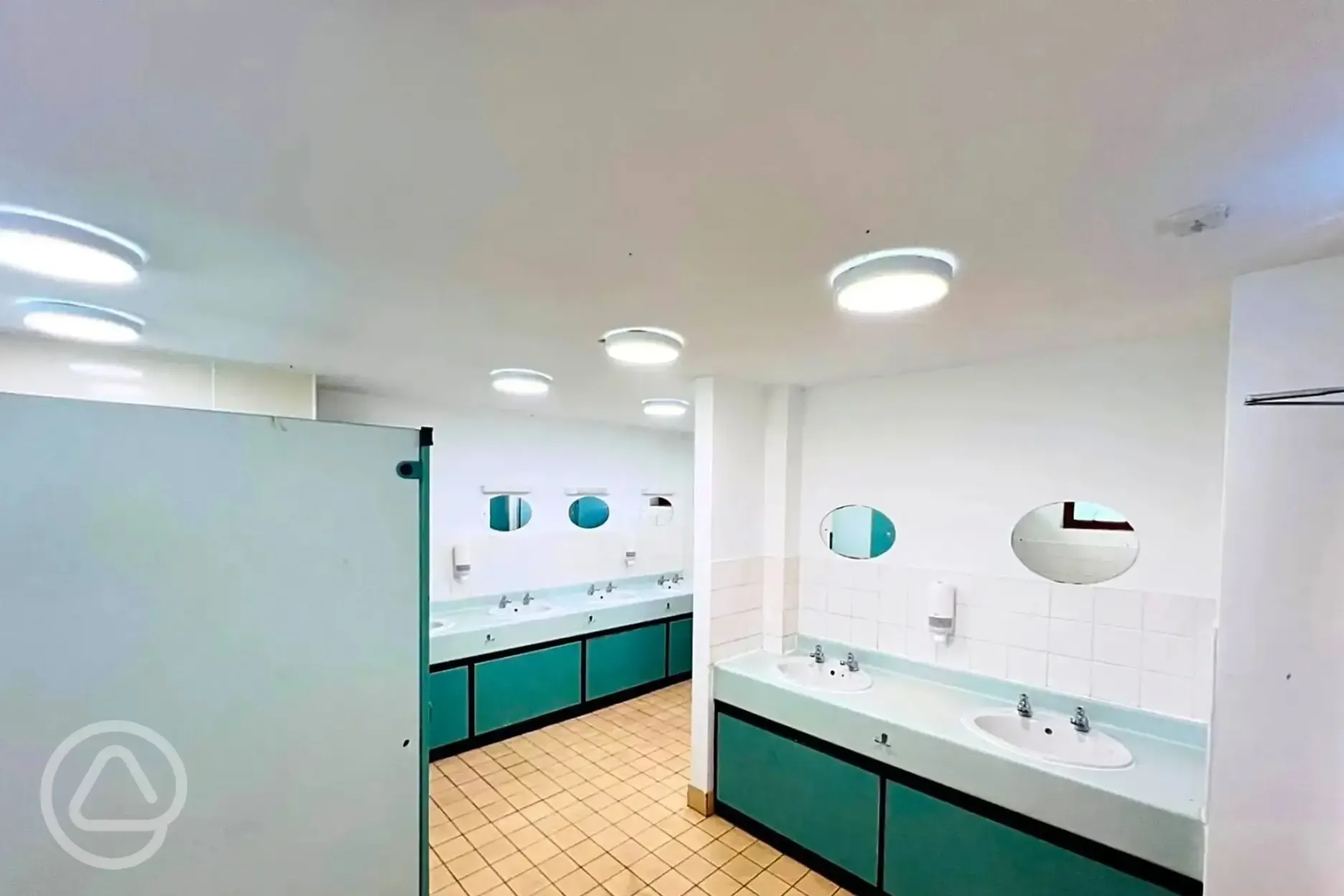 Sinks and mirrors in the toilet block at Coldingham Bay