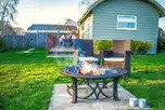Shepherd's cabin private fire pit area with firewood supplied