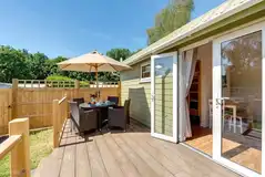 Shepherd's cabins with decking area and outdoor seating Shepherd's cabins with decking area and outdoor seating