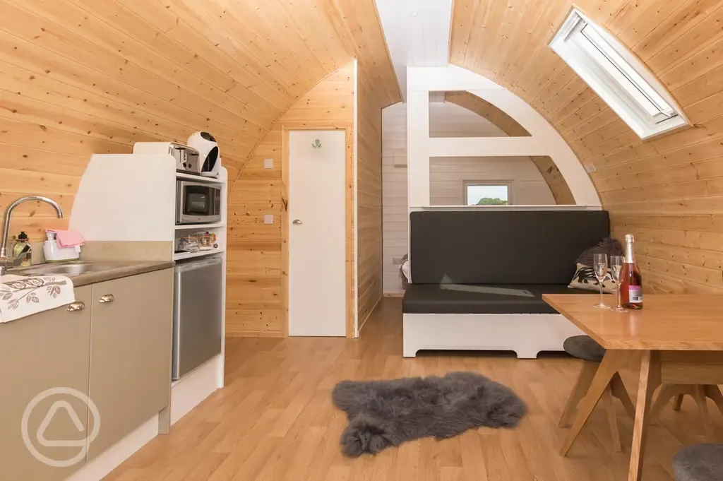 Four person pod interior