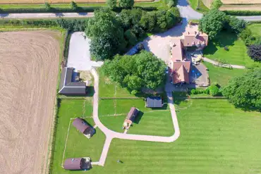 Aerial of the glamping pods