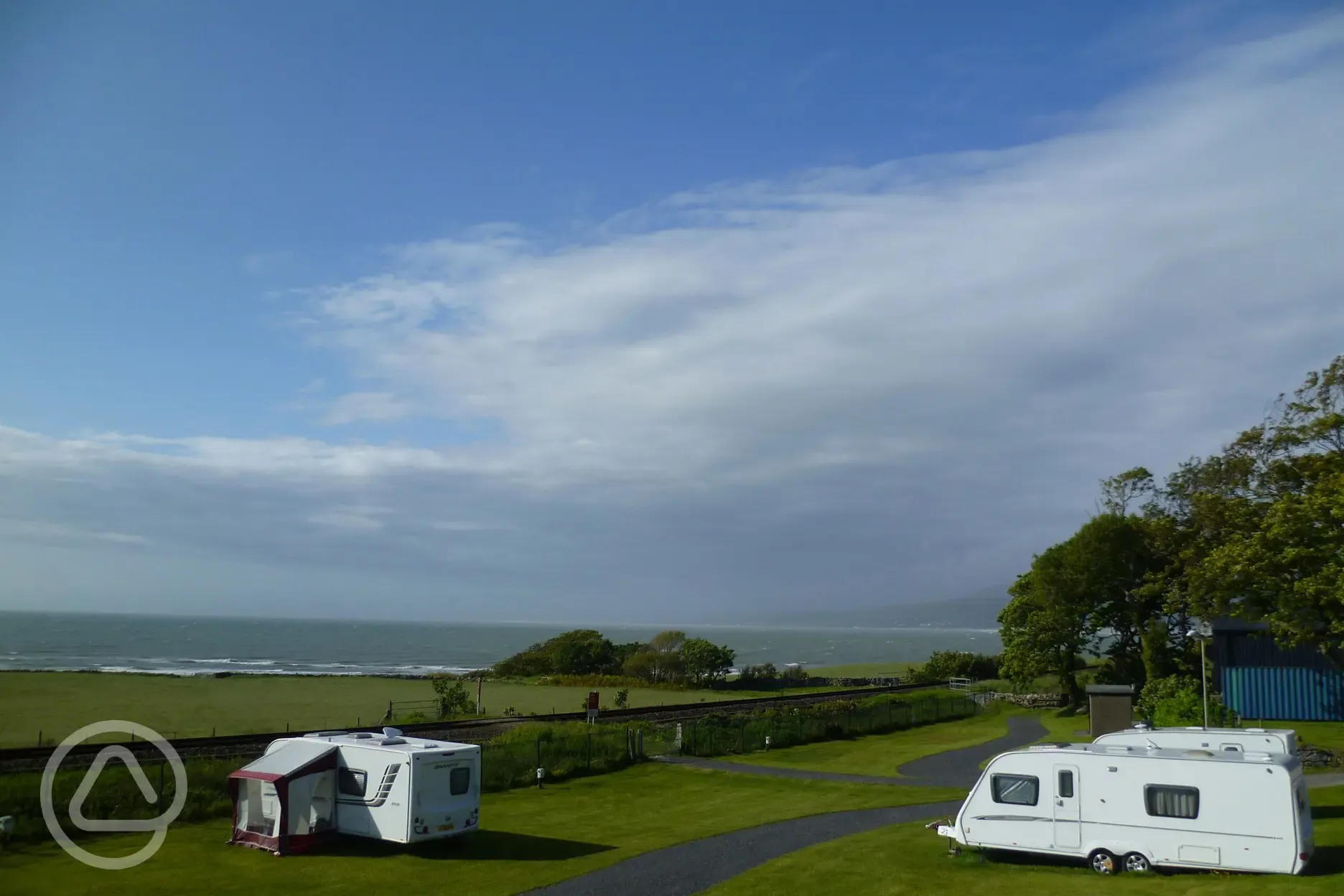 Sea views from pitches at Hendre Hall
