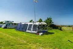 Large tent on an electric grass pitch with a 16 amp electric hook up