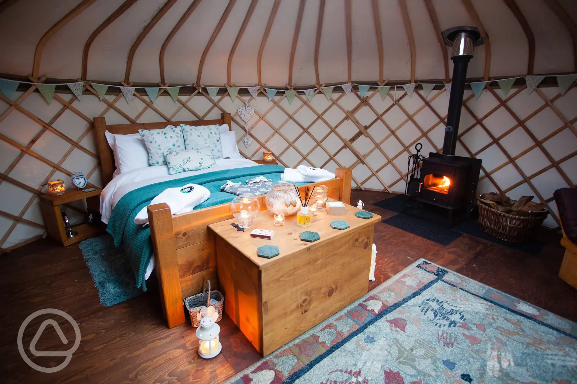 Yurt bed at Calwich under Canvas