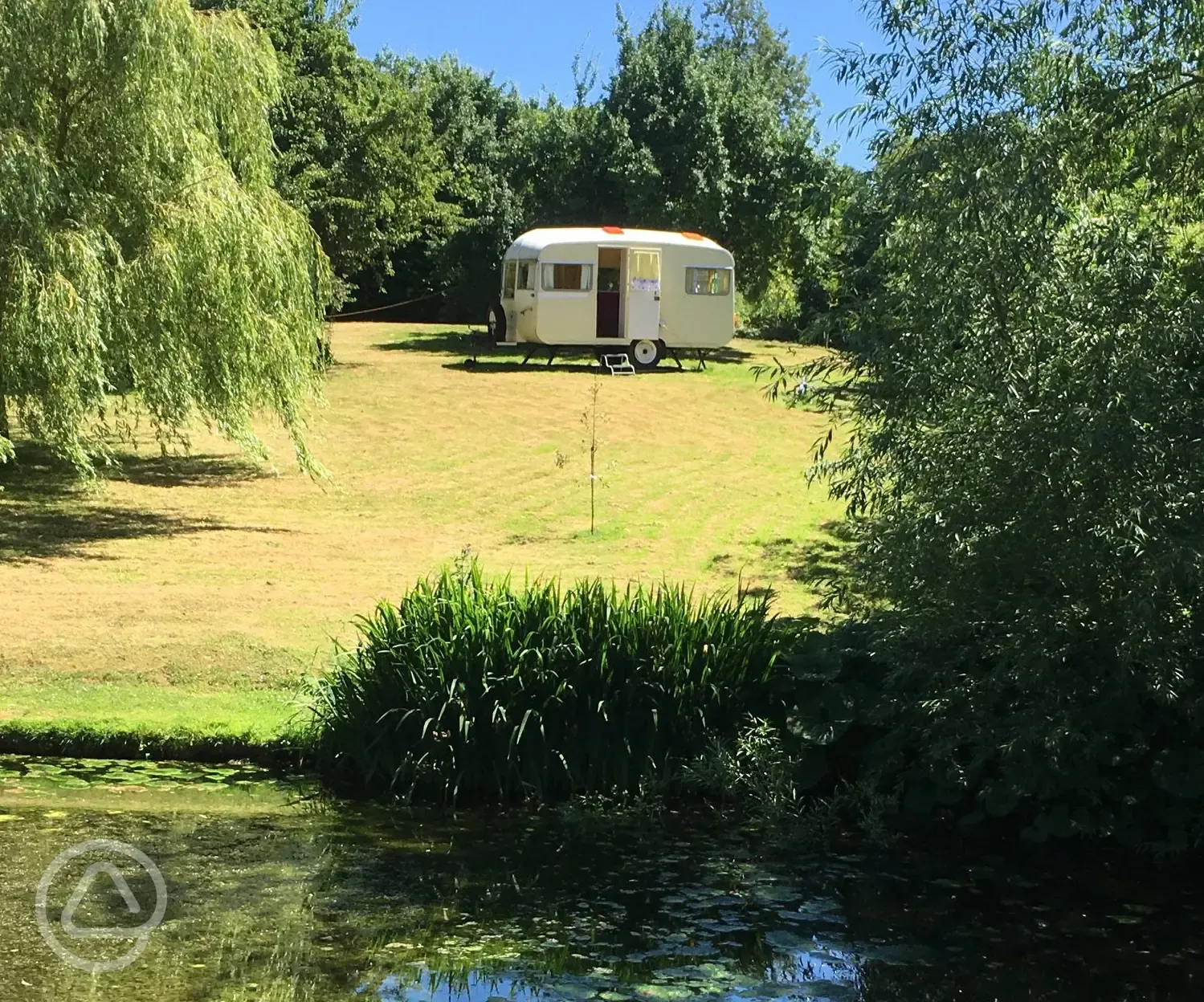 Glamping caravan on site at Daphne's Orchard