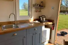 Shepherd's hut kitchen area