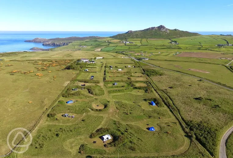 Aerial view of Dunes at Whitesands Camping