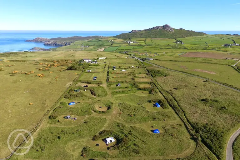 Aerial view of Dunes at Whitesands Camping
