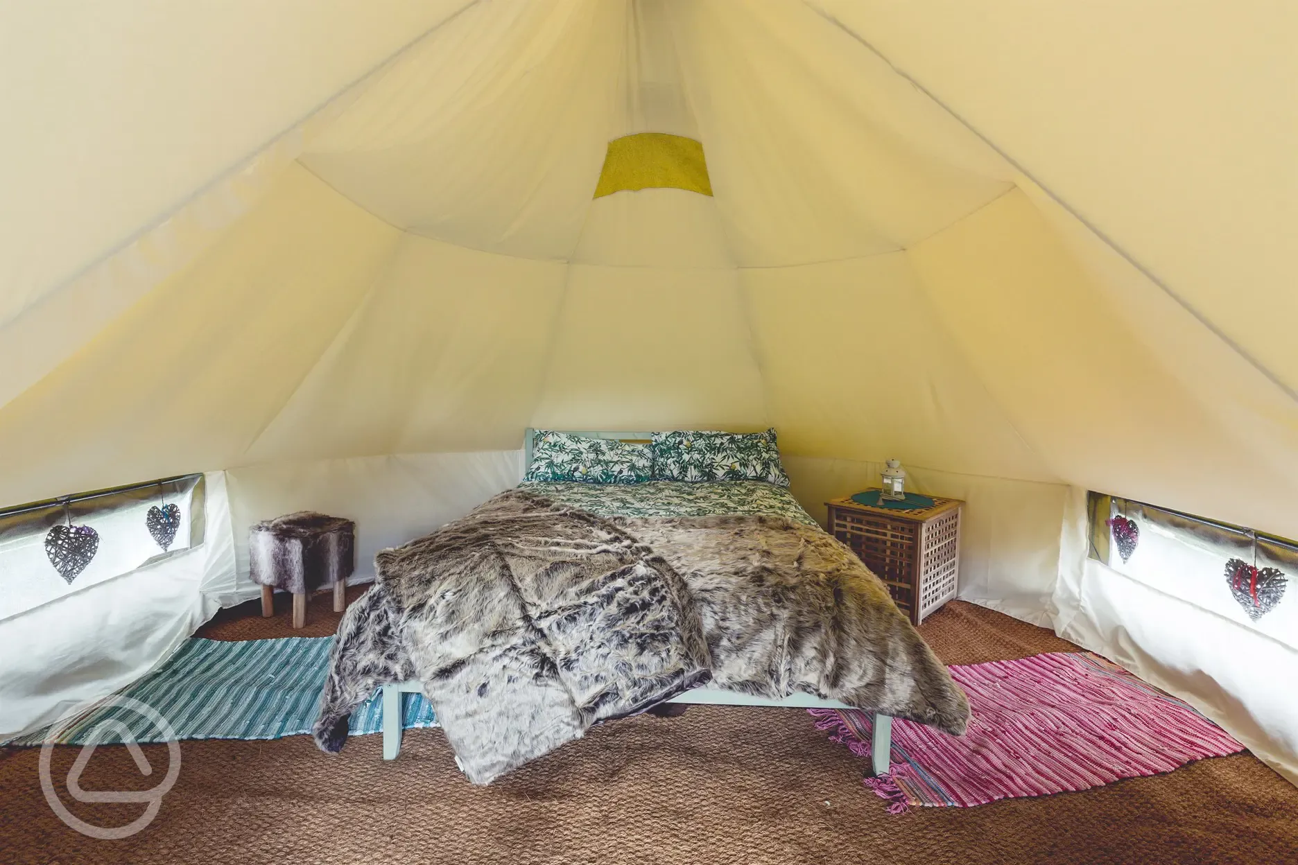 Bell tent interior The Paddock