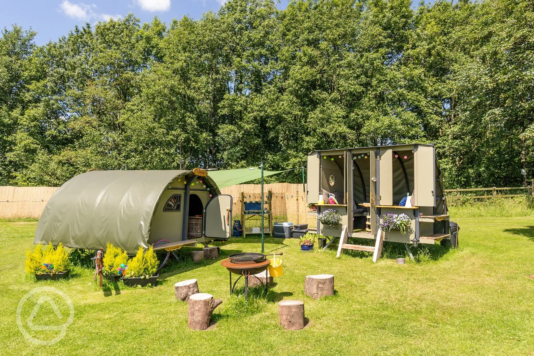 Bill and Ben glamping Landpods at The Paddock Ramsbottom