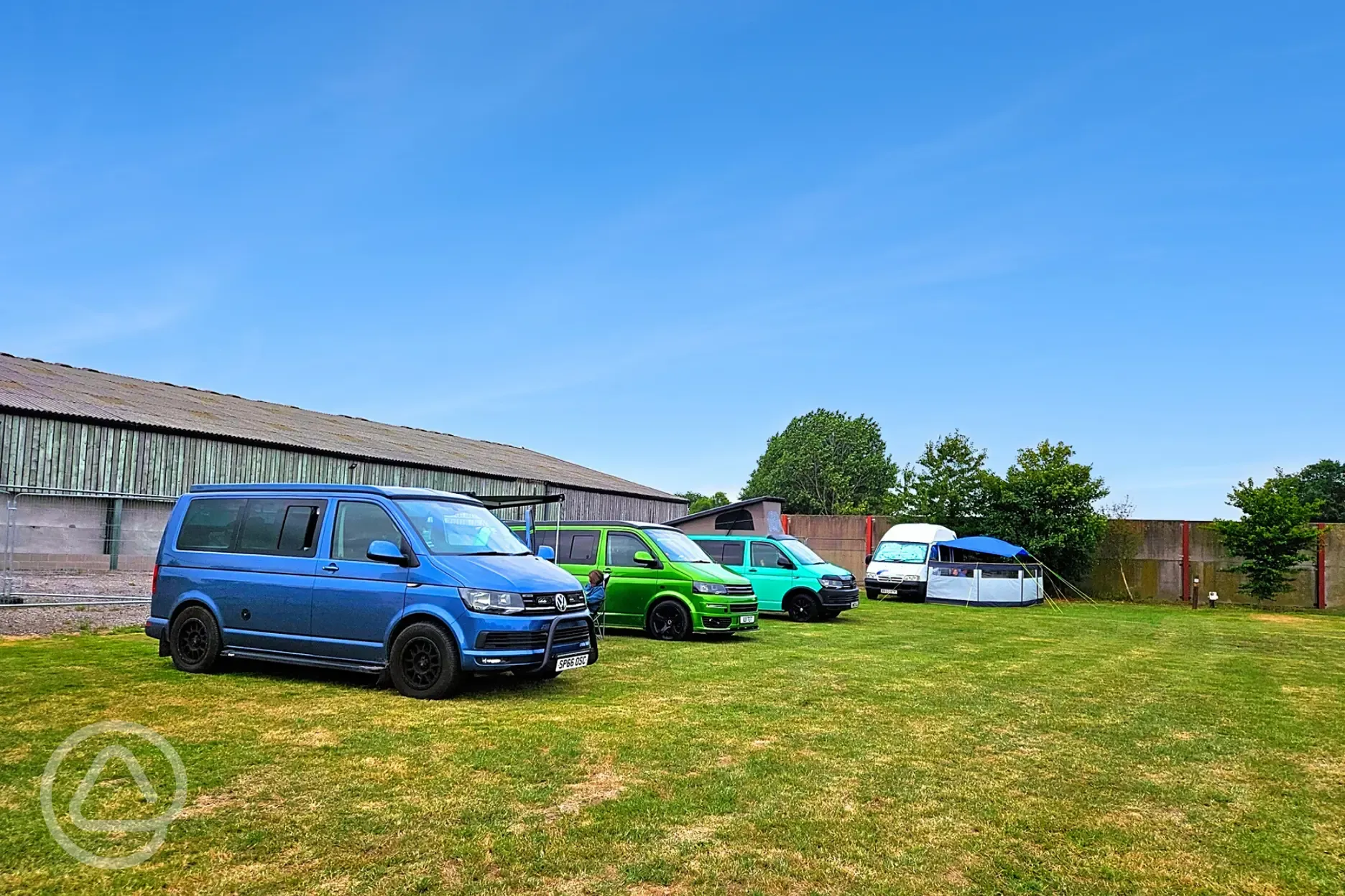 Campervans on the Robin electric grass pitches