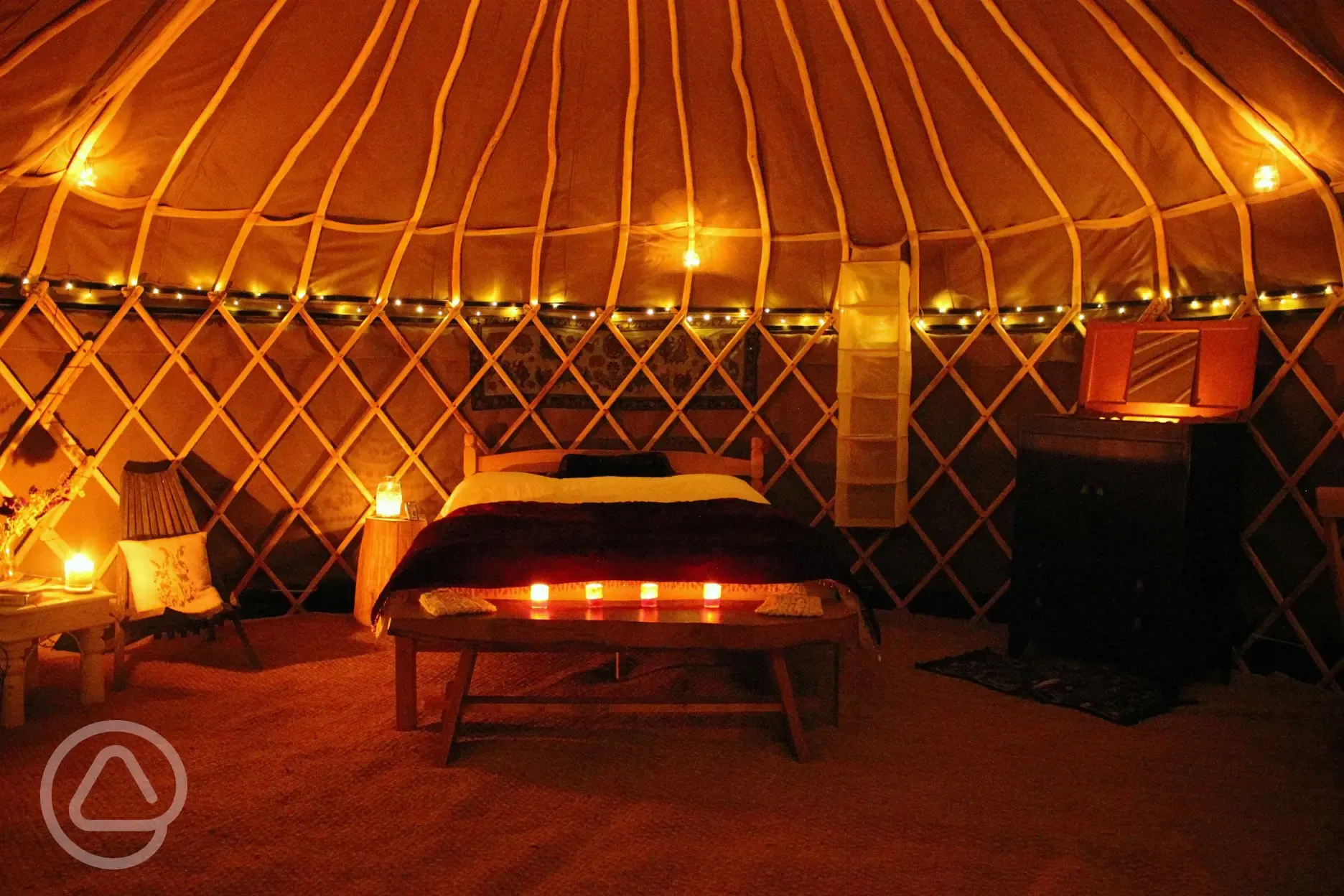 Yurt interior at Stackpole Under the Stars