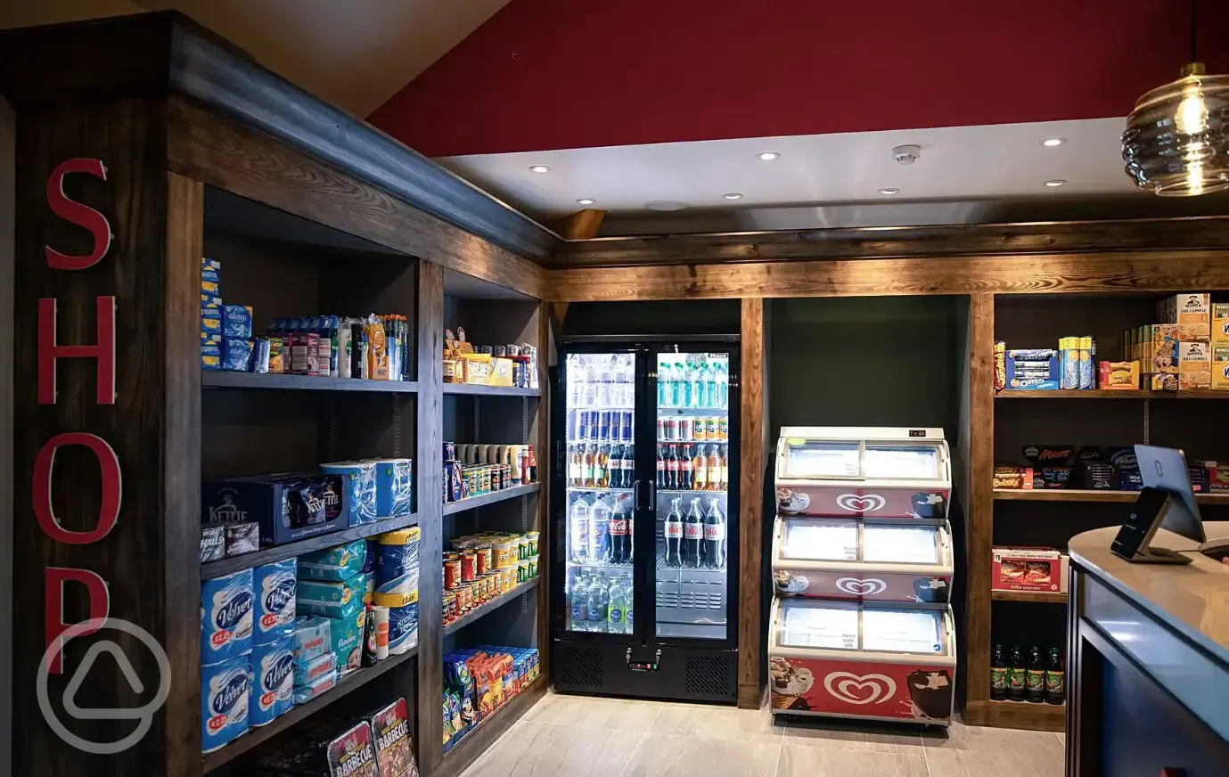 Shop selling essential items, camping supplies and local products