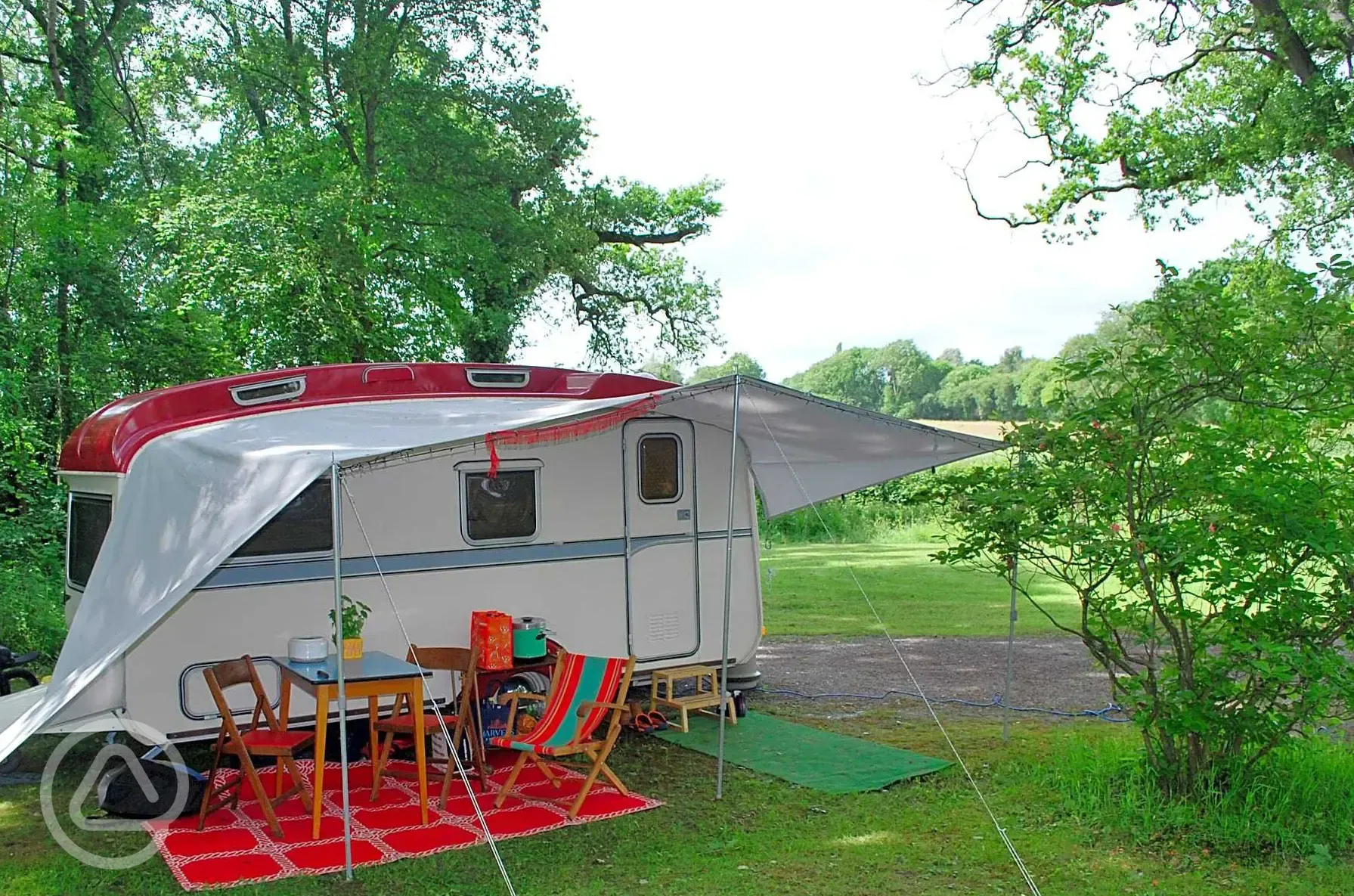 Caravan on electric hardstanding pitches with 10 amp electric hook up