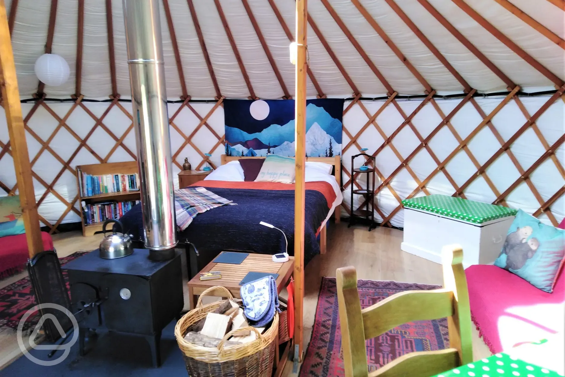 Inside one of our yurts