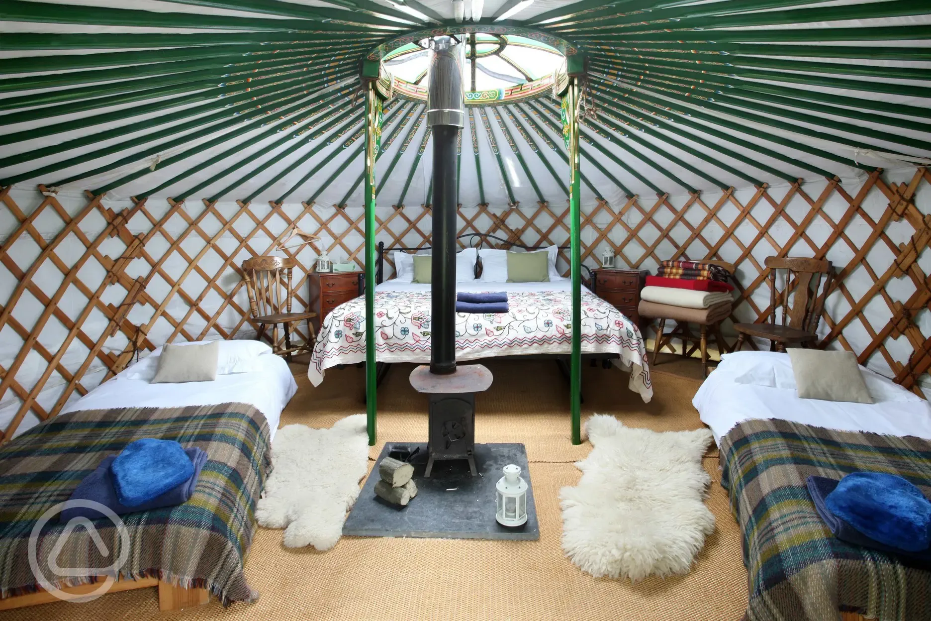 Small yurt interior