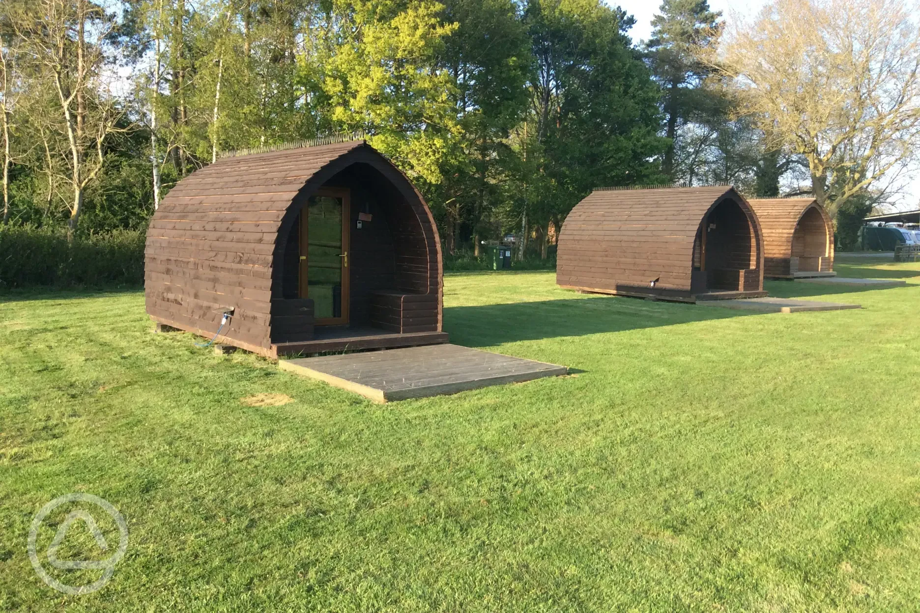 Glamping pods in their setting 