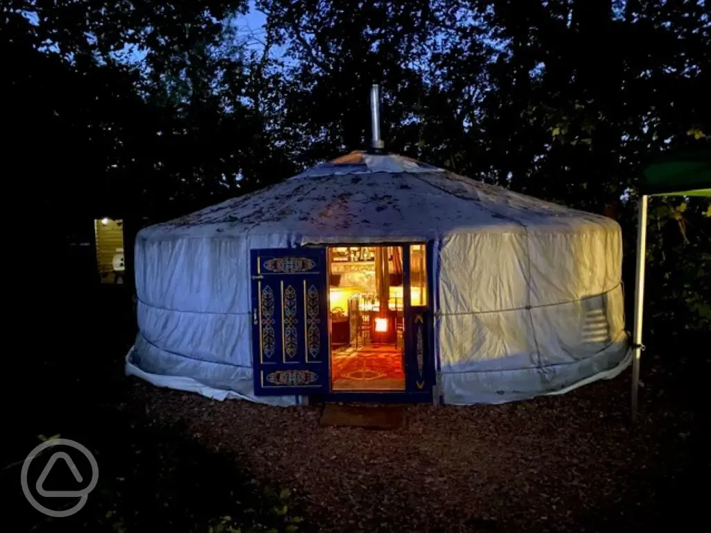 Yurt at night