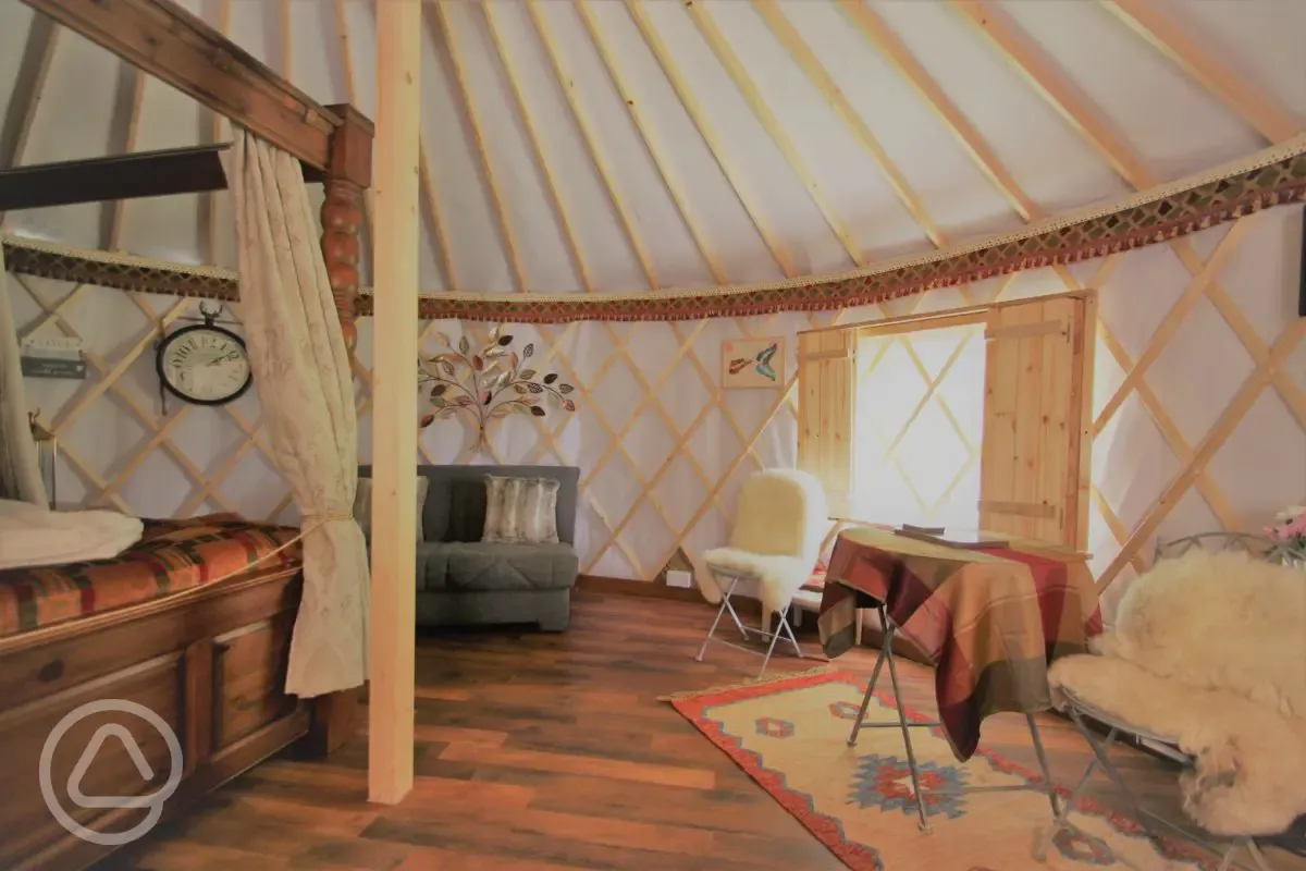 Yurt interior at Wall Eden Farm