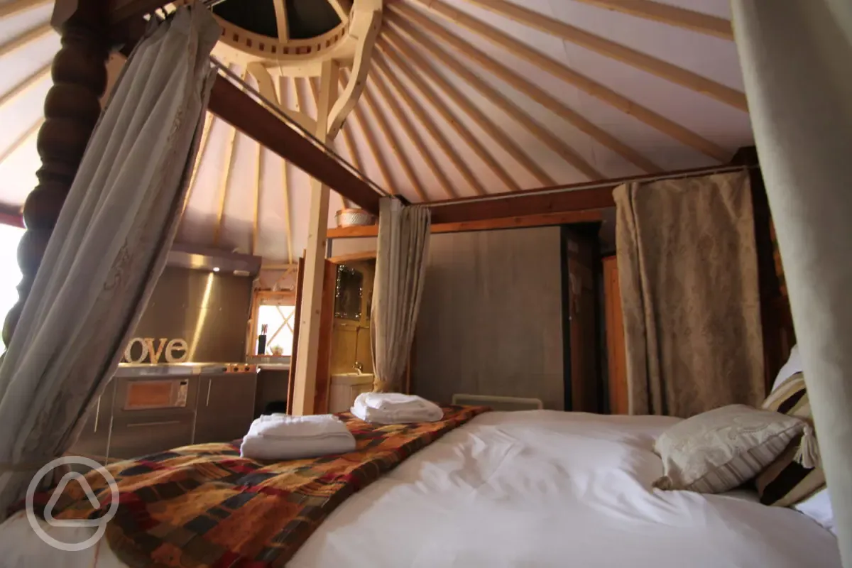 Yurt bed at Wall Eden Farm