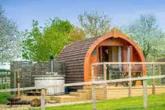 Glamping pod with hot tub