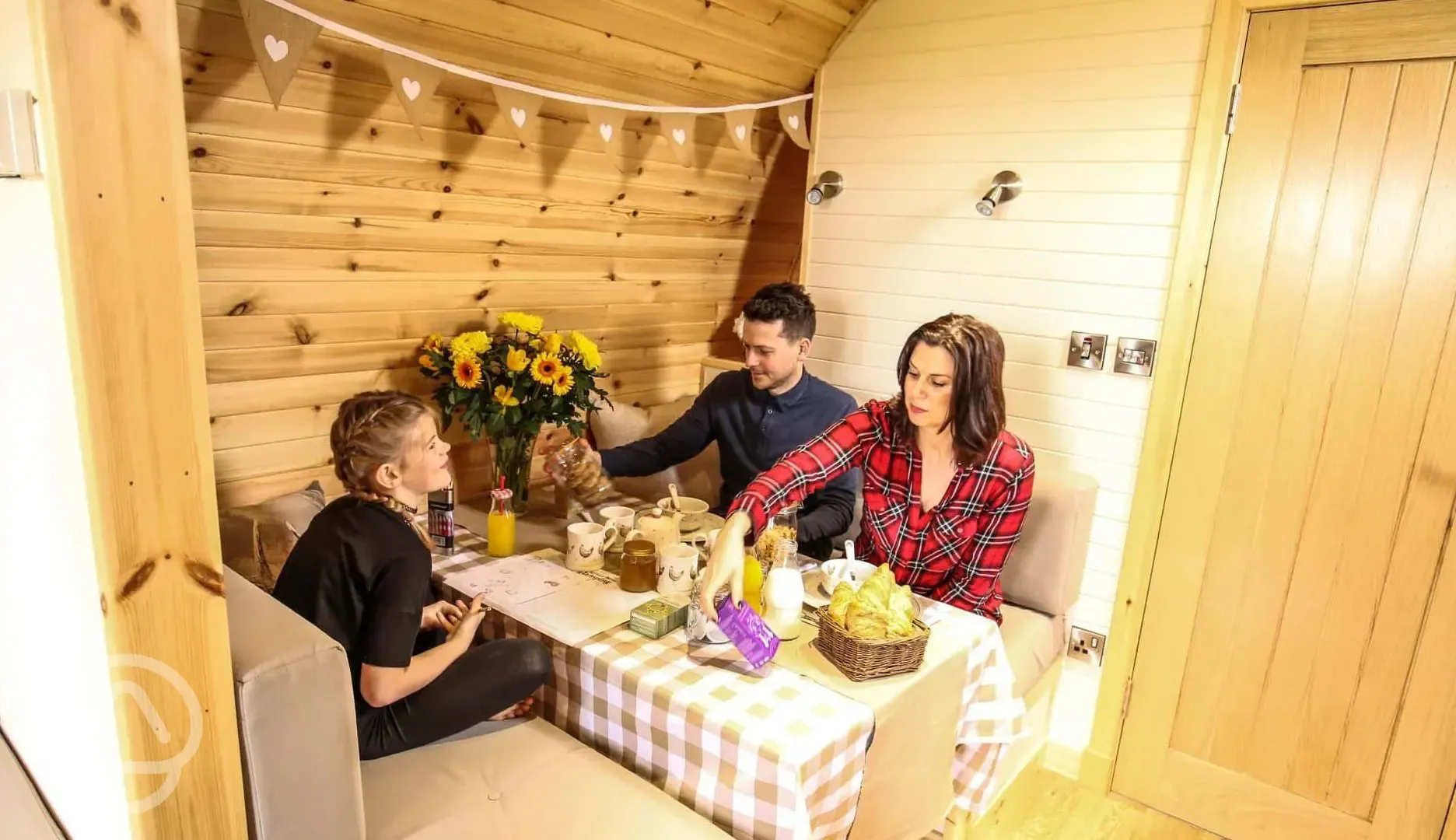 Glamping pod dining table